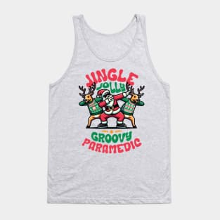 Paramedic - Holly Jingle Jolly Groovy Santa and Reindeers in Ugly Sweater Dabbing Dancing. Personalized Christmas Tank Top